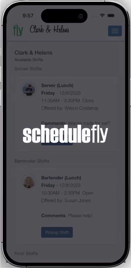 A phone screen showing the Schedule Fly website.